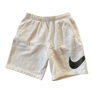 Men’s Nike White Fleece Shorts with Black Swoosh size M Medium